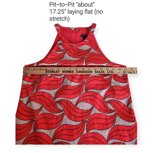 Ann Taylor sleeveless red cream retro wave halterneck mod dress size 2 EUC - Picture 10 of 14